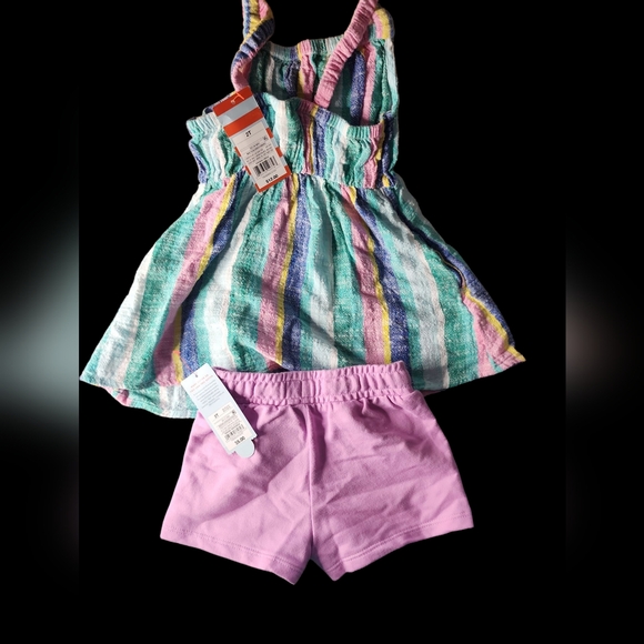Girls 2T Cat And Jack Striped Dress and Purple Shorts Set NWT - Picture 2 of 2